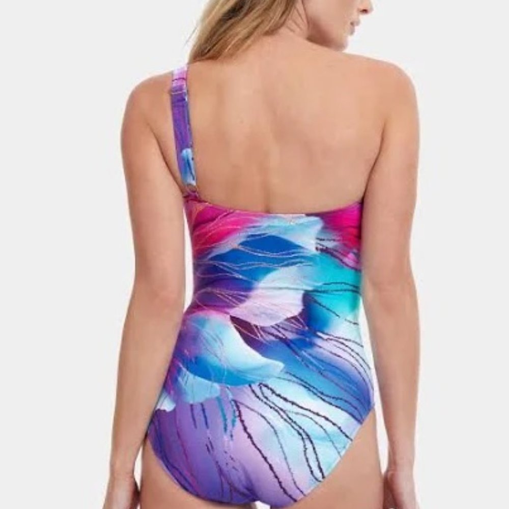 Gottex NEW Women's Golden Blossom One Shoulder Swimsuit Size 6 148$ - Picture 5 of 7